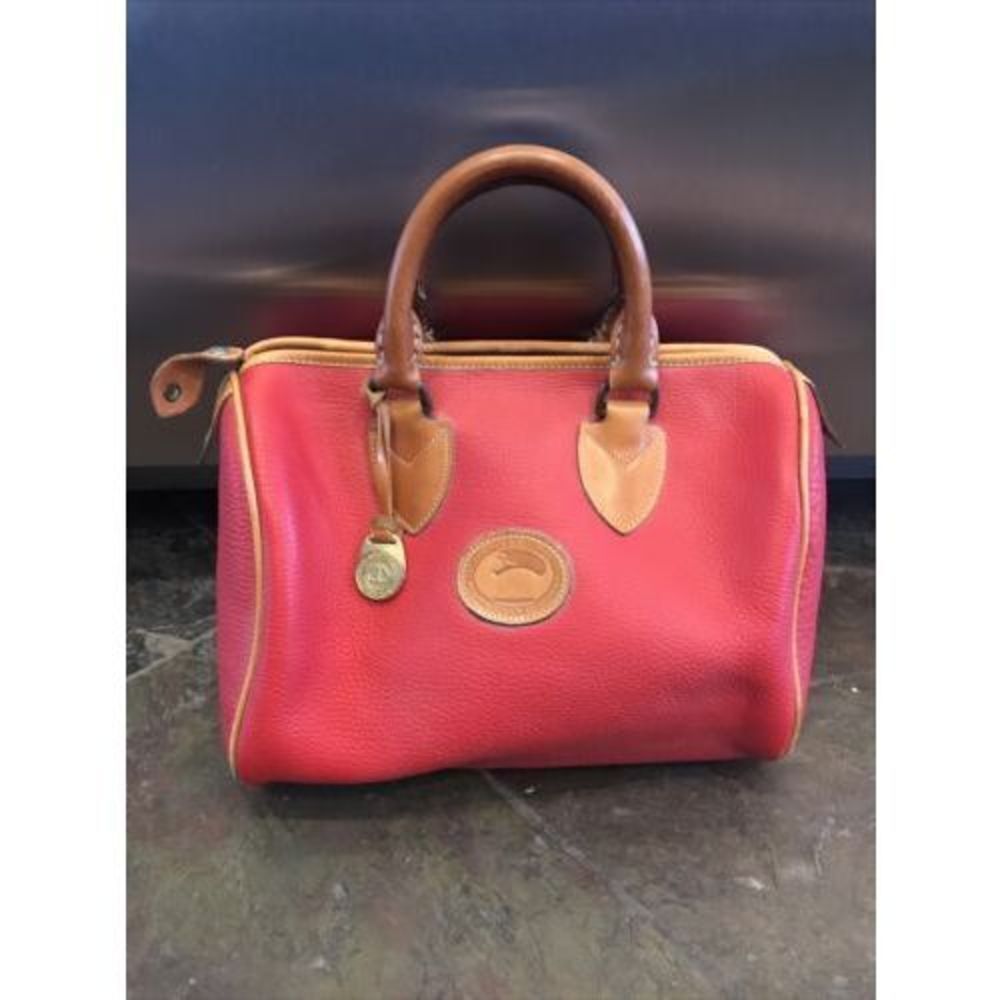 Dooney & Bourke Handbag Pebbled Leather Zip Logo Red Double Handle
